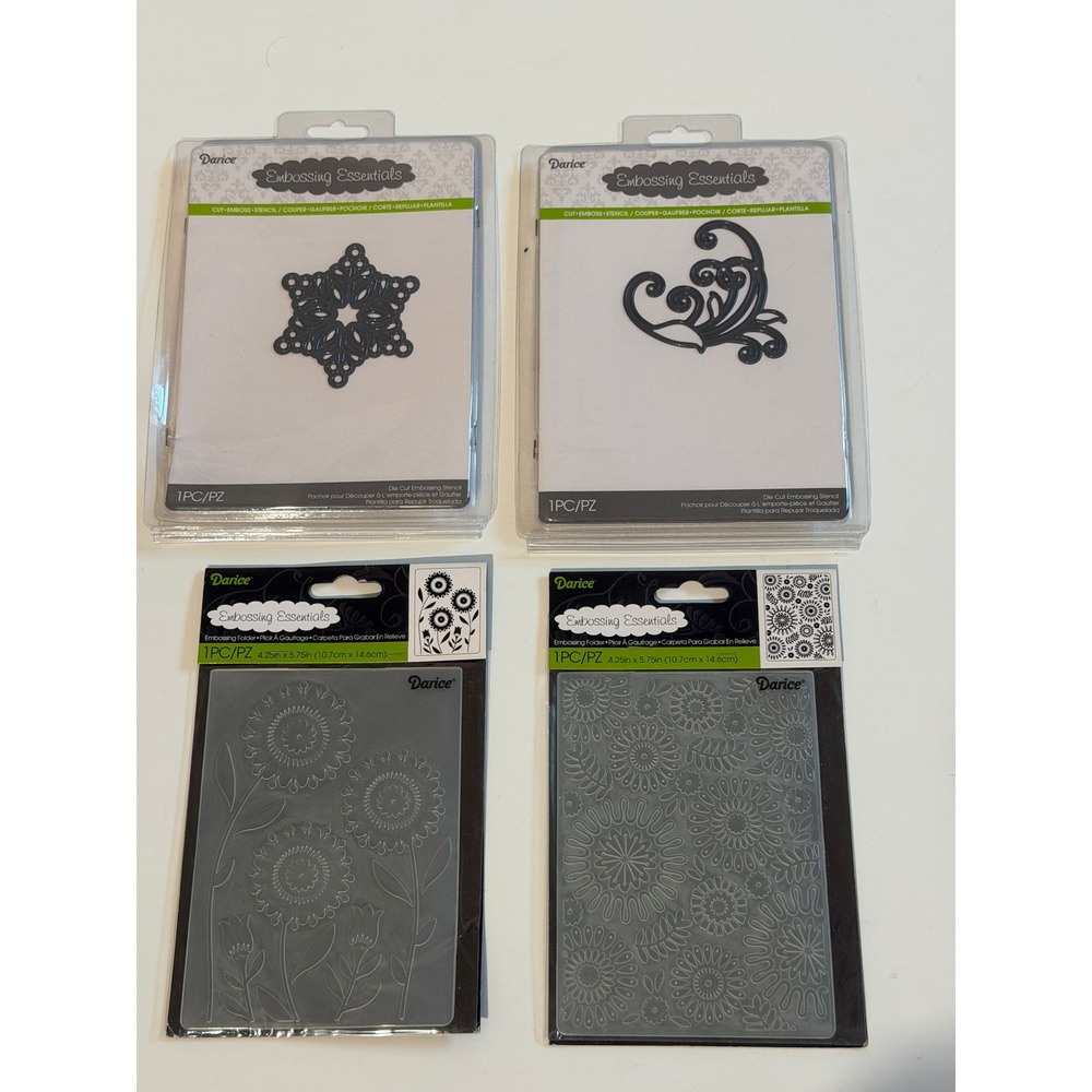 Darice Embossing Essentials 4pc Set Floral Folders & Snowflake Swirl Metal Dies